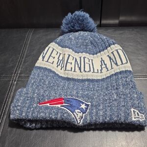 New Era New England Patriots Knit Pom Beanie - Navy & White